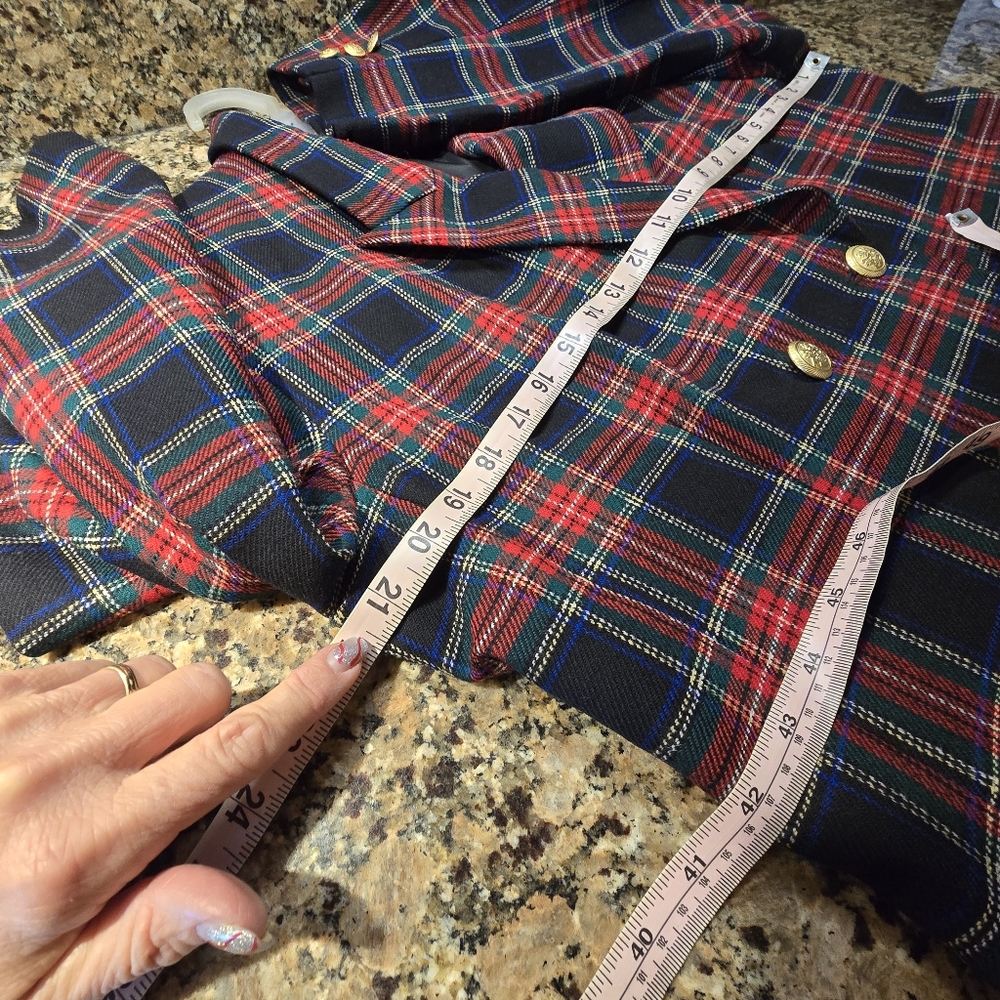 Vintage Pendleton Plaid Wool Blazer, EUC, Size 14, Red Black Green Blue - Picture 9 of 11
